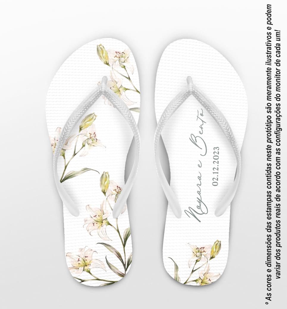 Chinelo Casamento Floral Personalizado COD 12475
