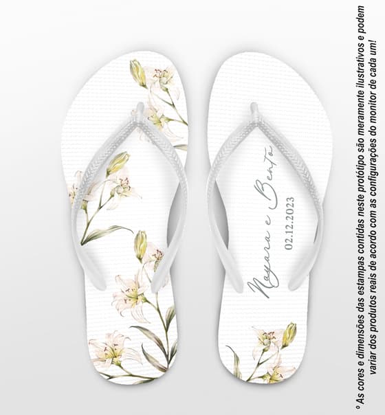 Chinelo Casamento Floral Personalizado COD 12475