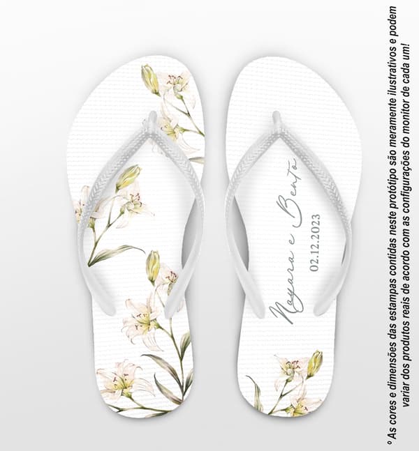 Chinelo Casamento Floral Personalizado COD 12475