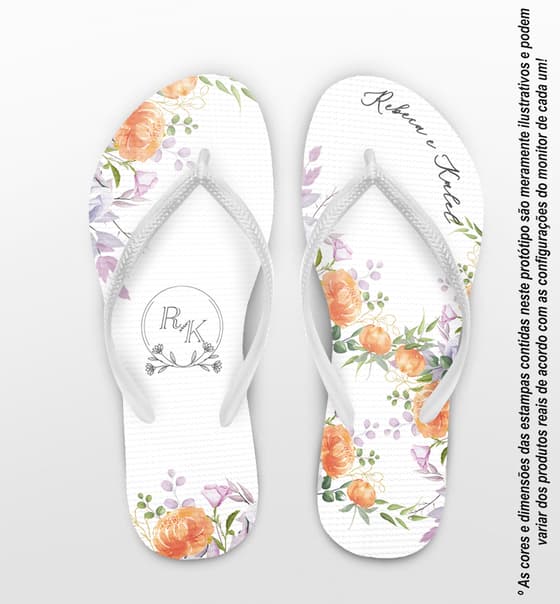 Chinelo Casamento Floral Personalizado COD 12597