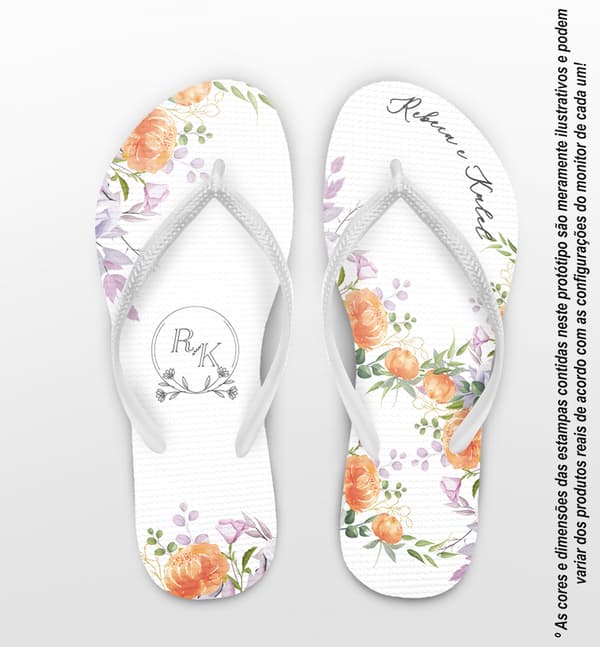 Chinelo Casamento Floral Personalizado COD 12597