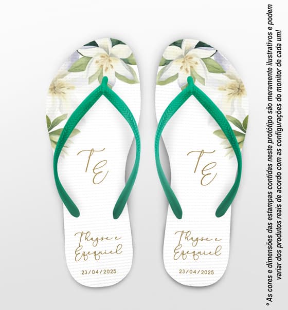 Chinelo Casamento Floral Personalizado COD 12687