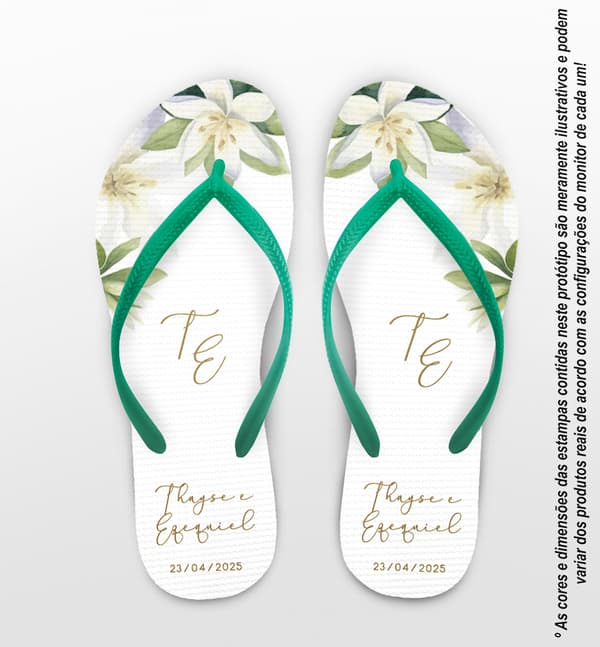 Chinelo Casamento Floral Personalizado COD 12687