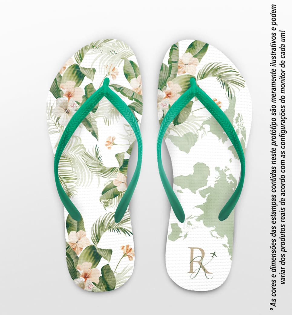 Chinelo Casamento Floral Personalizado COD 12713