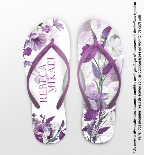Chinelo Casamento Floral Personalizado COD 12714