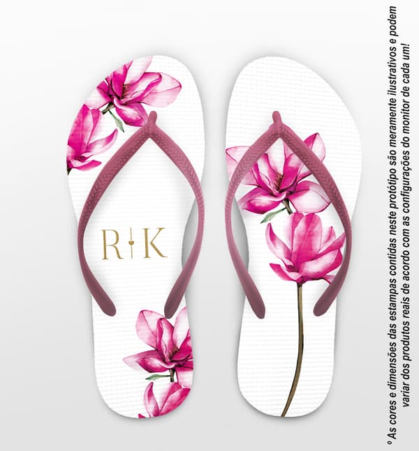 Chinelo Casamento Floral Personalizado COD 12719