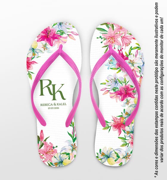 Chinelo Casamento Floral Personalizado COD 12728