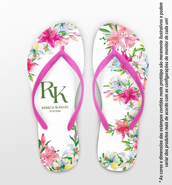 Chinelo Casamento Floral Personalizado COD 12728