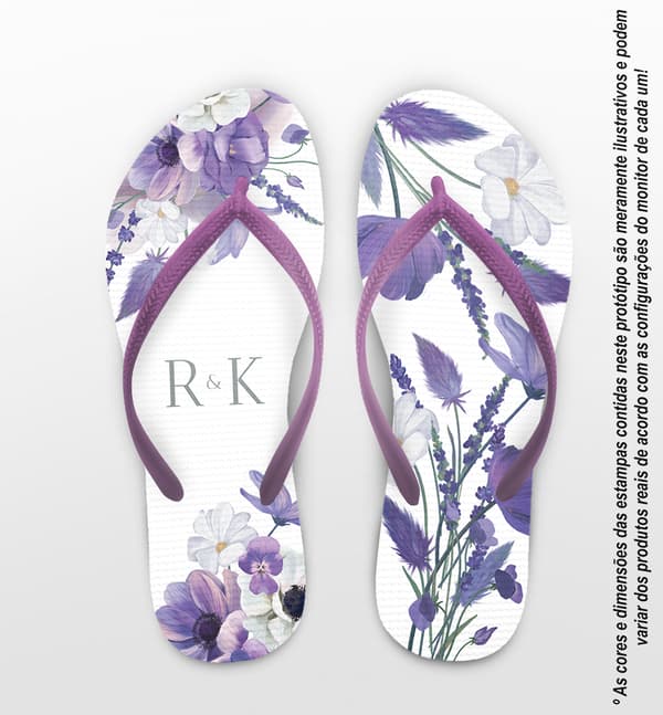 Chinelo Casamento Floral Personalizado COD 12730