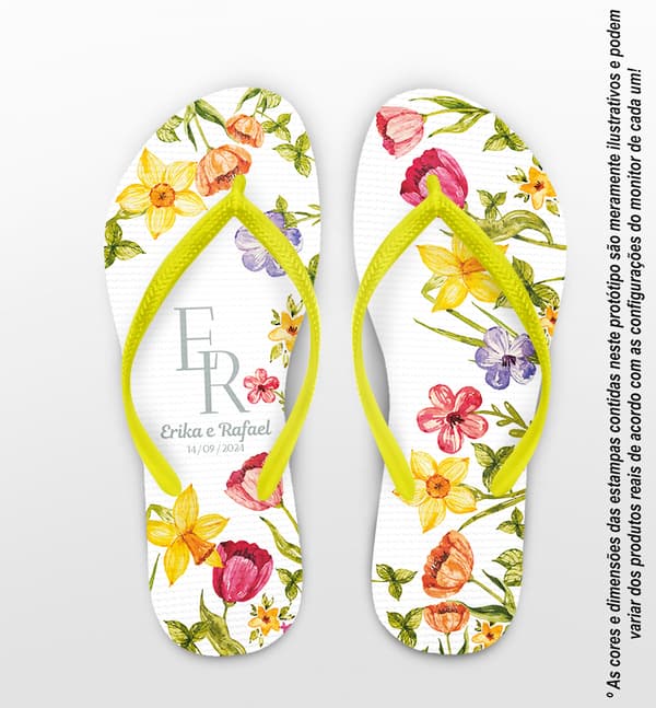 Chinelo Casamento Floral Personalizado COD 12731