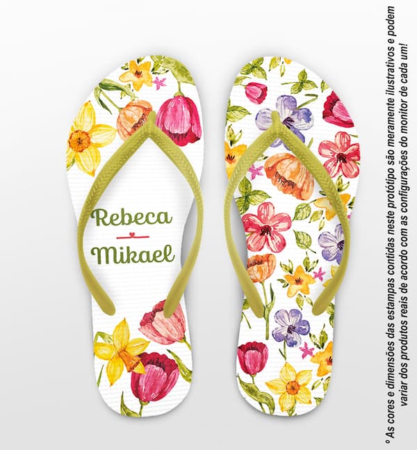 Chinelo Casamento Floral Personalizado COD 12732