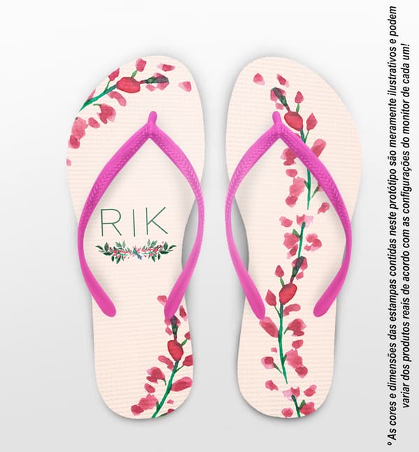 Chinelo Casamento Floral Personalizado COD 12734