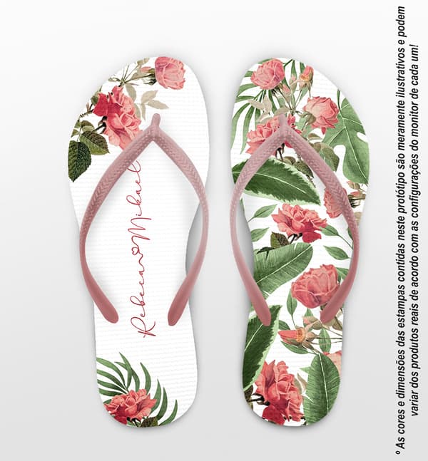 Chinelo Casamento Floral Personalizado COD 12735