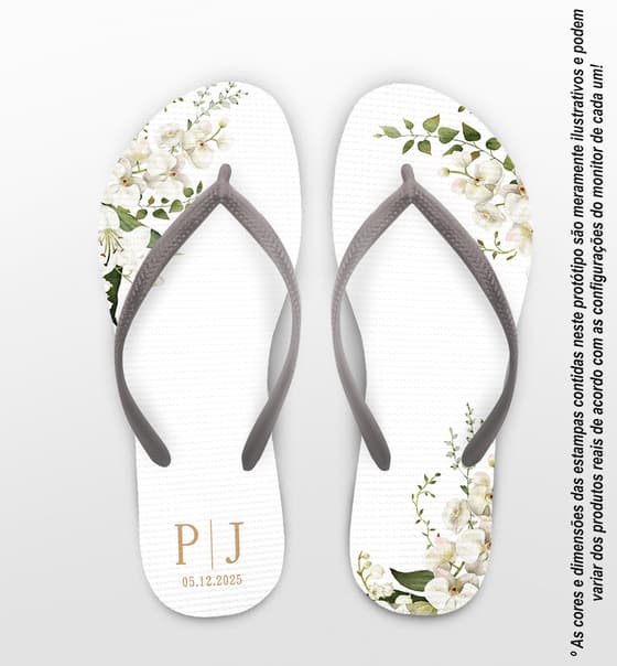 Chinelo Casamento Floral Personalizado COD 12739