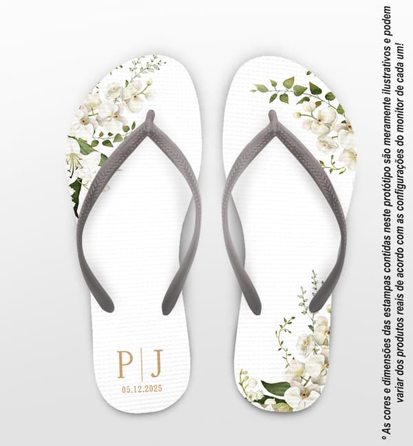 Chinelo Casamento Floral Personalizado COD 12739