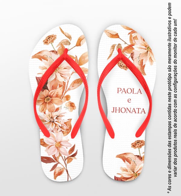 Chinelo Casamento Floral Personalizado COD 12743