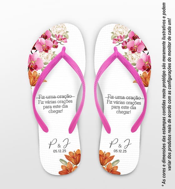 Chinelo Casamento Floral Personalizado COD 12777