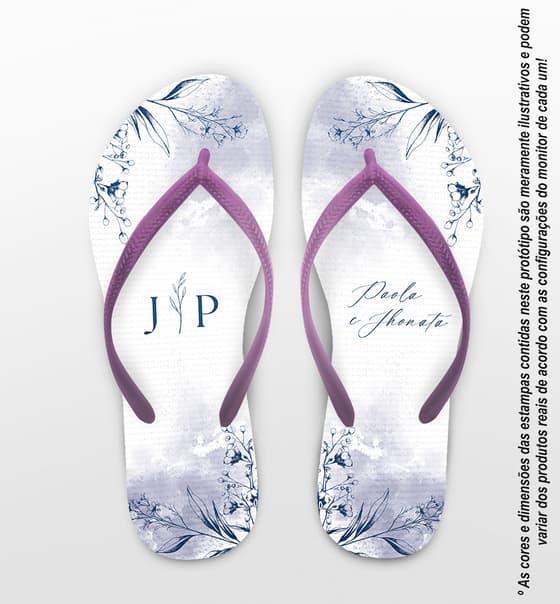 Chinelo Casamento Floral Personalizado COD 12819
