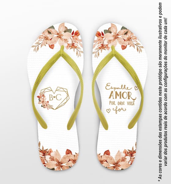 Chinelo Casamento Floral Seco Personalizado COD 12469