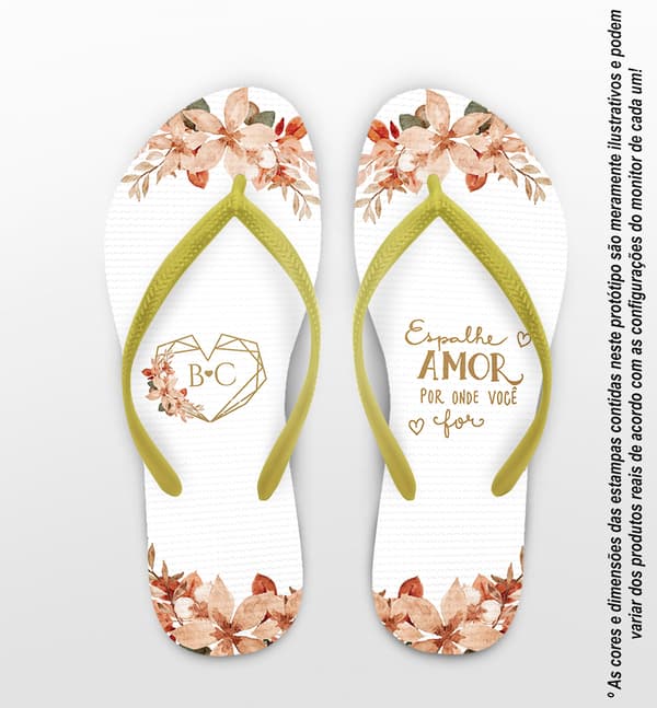 Chinelo Casamento Floral Seco Personalizado COD 12469