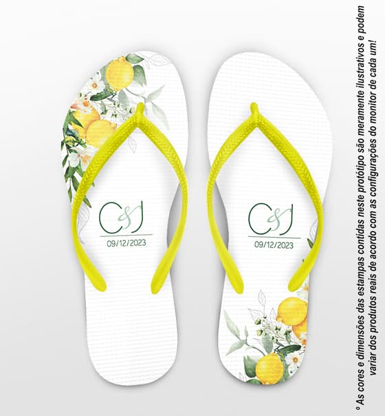 Chinelo Casamento Flores de Limão Personalizado COD 12335