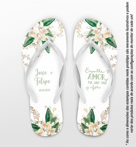 Chinelo Casamento Flores Personalizado COD 12468