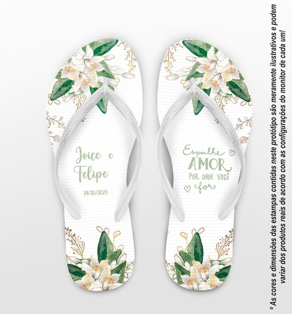 Chinelo Casamento Flores Personalizado COD 12468