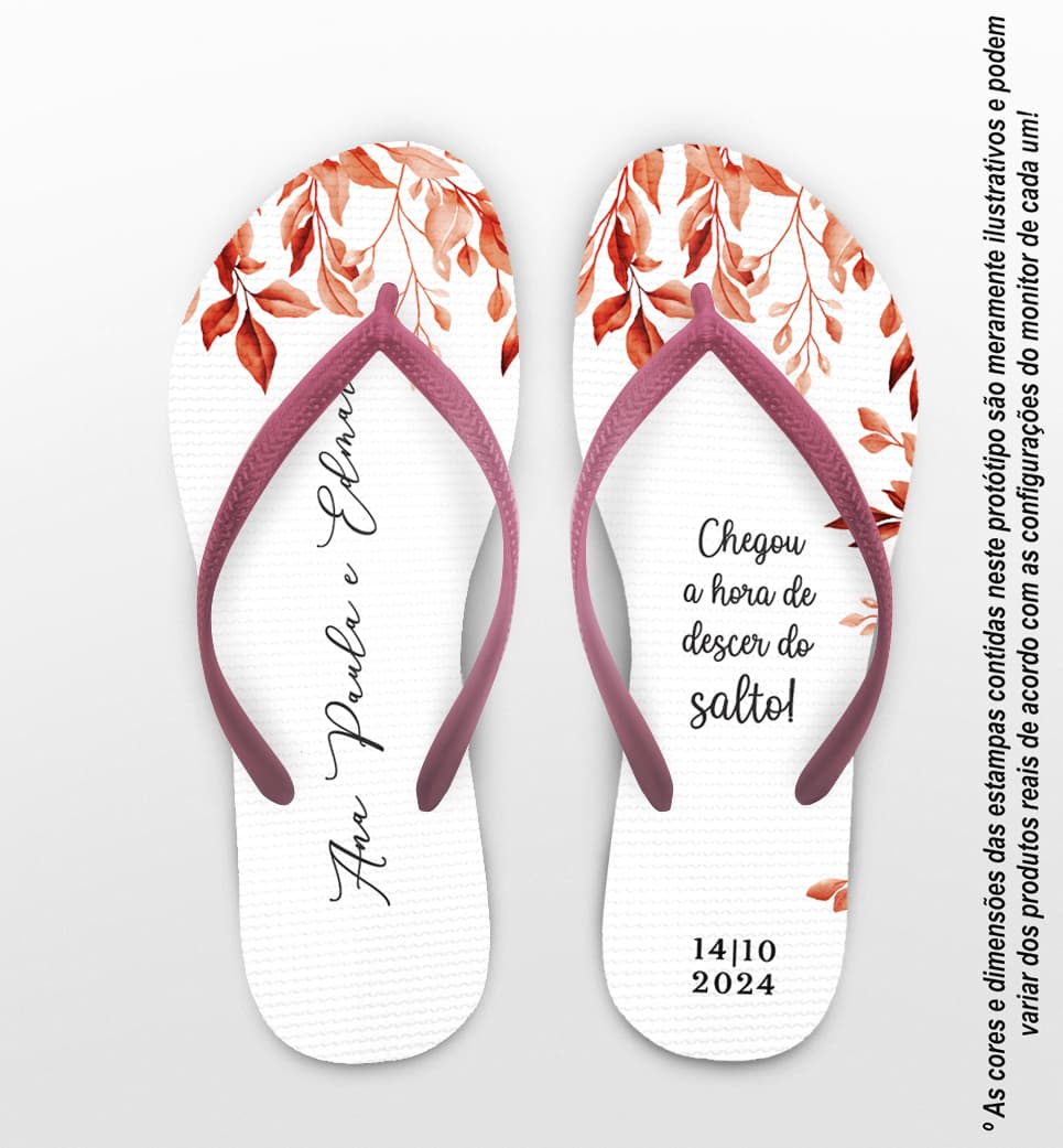 Chinelo Casamento Folhagem Outono Personalizado COD 12472