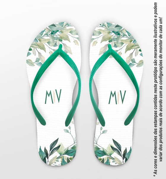 Chinelo Casamento Folhagem Personalizado COD 10801