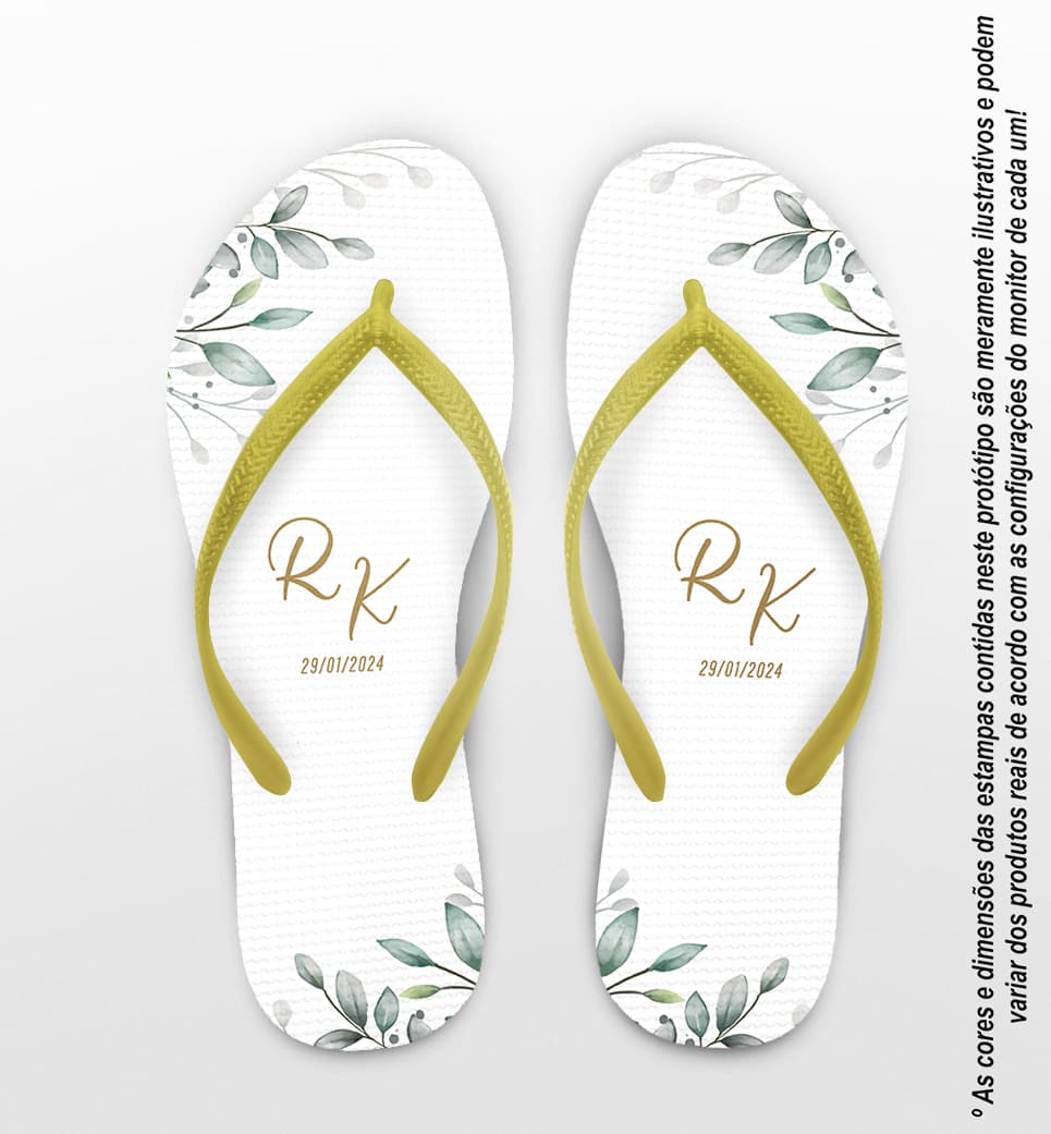 Chinelo Casamento Folhagem Personalizado COD 12320