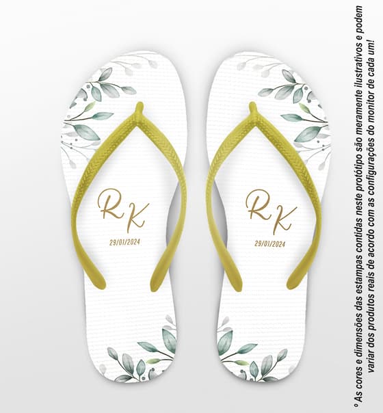 Chinelo Casamento Folhagem Personalizado COD 12320