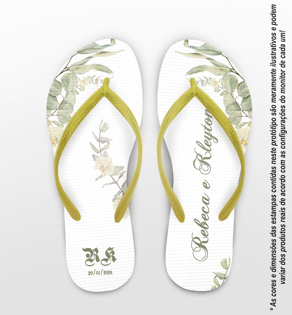Chinelo Casamento Folhagem Personalizado COD 12324