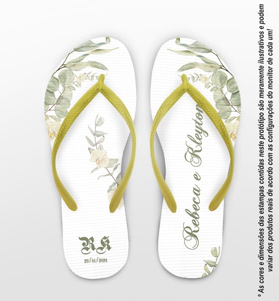 Chinelo Casamento Folhagem Personalizado COD 12324