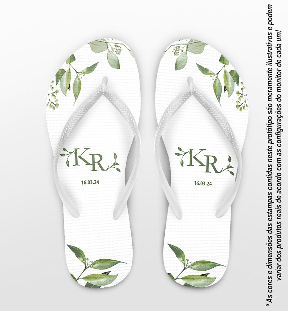 Chinelo Casamento Folhagem Personalizado COD 12470