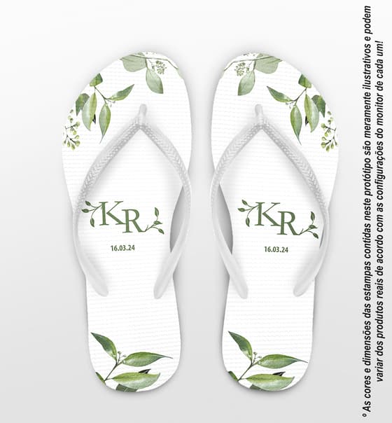 Chinelo Casamento Folhagem Personalizado COD 12470