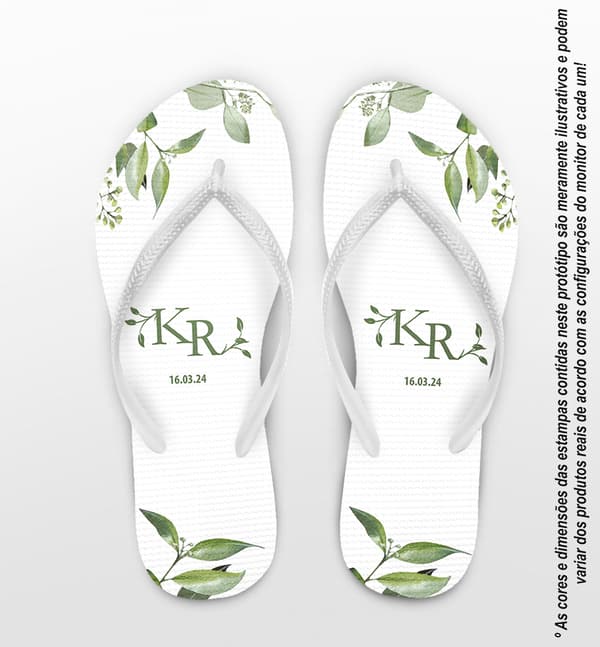 Chinelo Casamento Folhagem Personalizado COD 12470