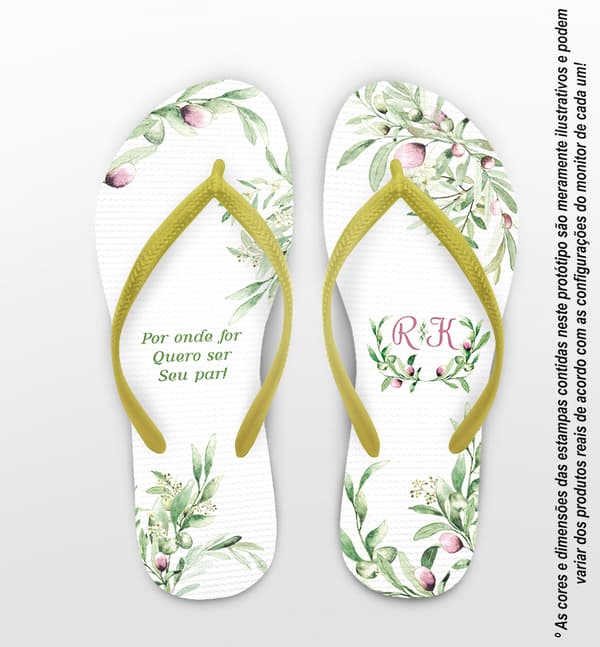Chinelo Casamento Folhagem Personalizado COD 12720