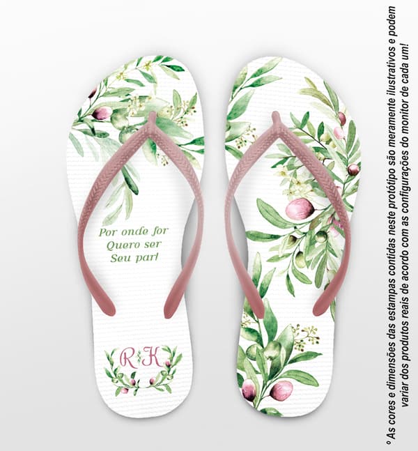 Chinelo Casamento Folhagem Personalizado COD 12721