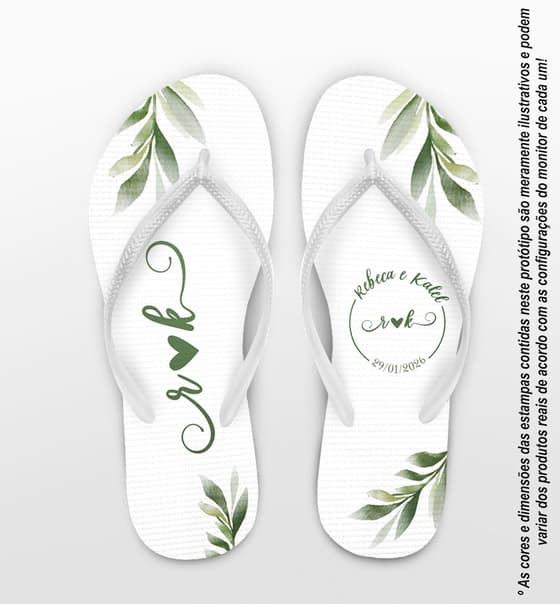 Chinelo Casamento Folhagem Personalizado COD 12723