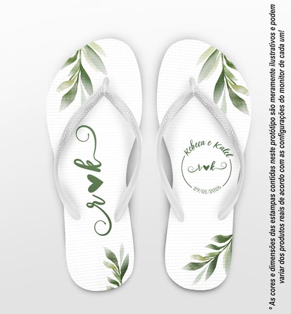 Chinelo Casamento Folhagem Personalizado COD 12723