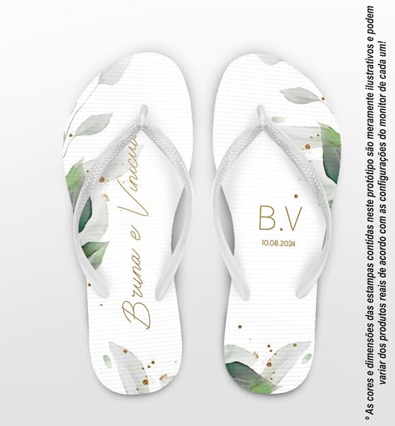 Chinelo Casamento Folhagem Personalizado COD 12726