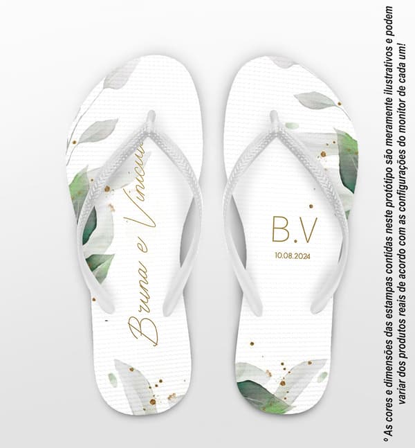 Chinelo Casamento Folhagem Personalizado COD 12726