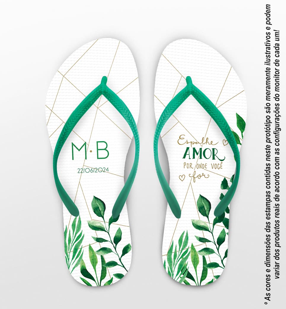 Chinelo Casamento Folhagem Personalizado COD 12727