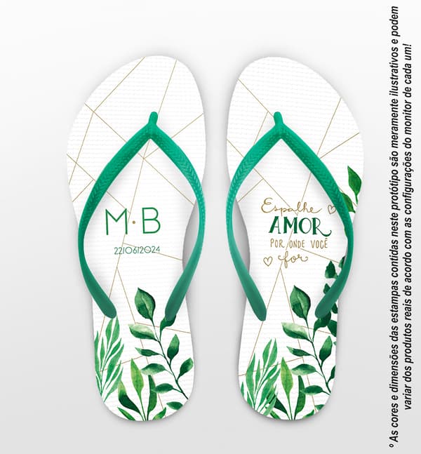 Chinelo Casamento Folhagem Personalizado COD 12727