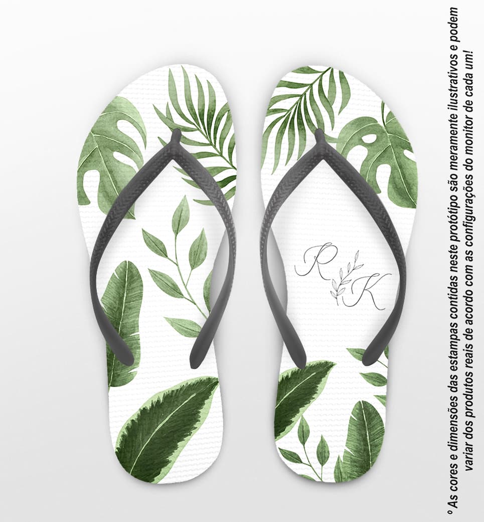 Chinelo Casamento Folhagem Personalizado COD 12733