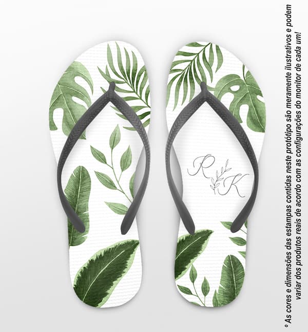 Chinelo Casamento Folhagem Personalizado COD 12733