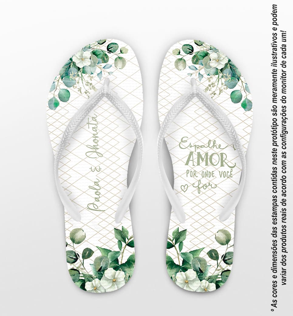 Chinelo Casamento Folhagem Personalizado COD 12740