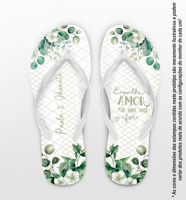 Chinelo Casamento Folhagem Personalizado COD 12740