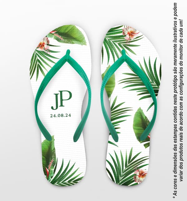 Chinelo Casamento Folhagem Personalizado COD 12741