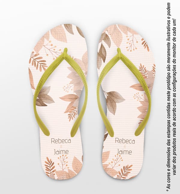 Chinelo Casamento Folhagem Seca Personalizado COD 12461